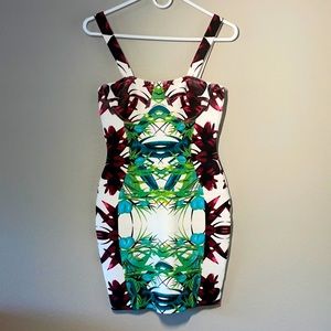 Tropical Print BodyCon Bandage Dress